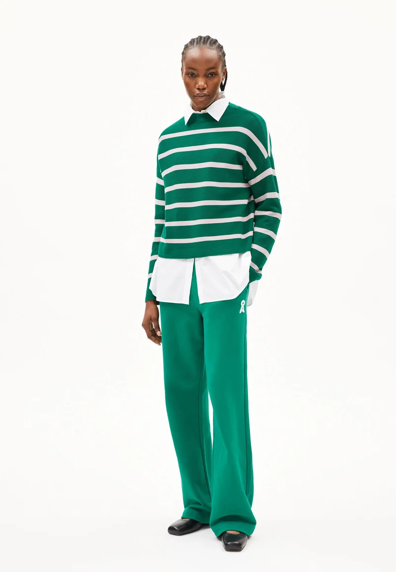 MERINAA STRIPES STRICKPULLOVER | emerald green-ice grape