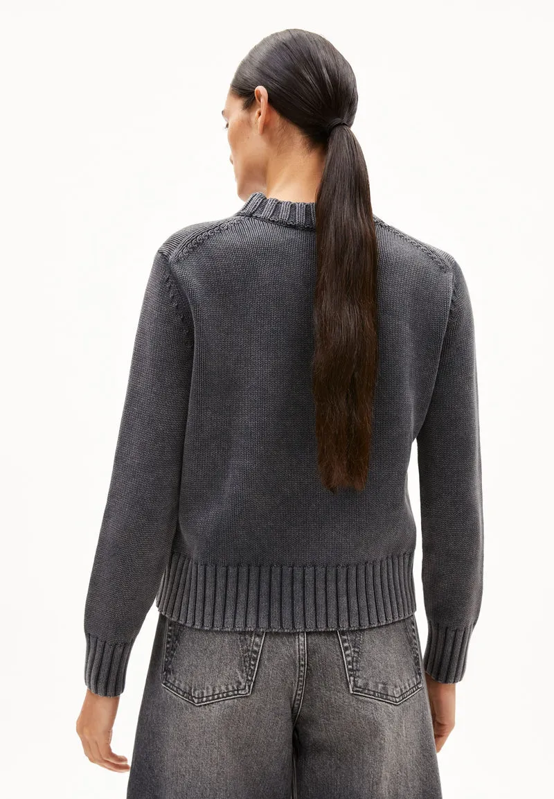 AMALIAAS GMT DYE STRICKPULLOVER | black