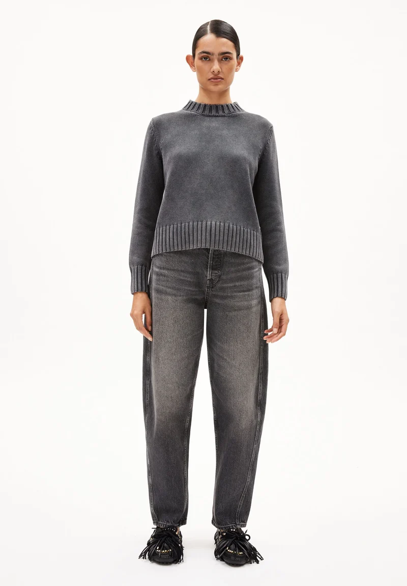 AMALIAAS GMT DYE STRICKPULLOVER | black