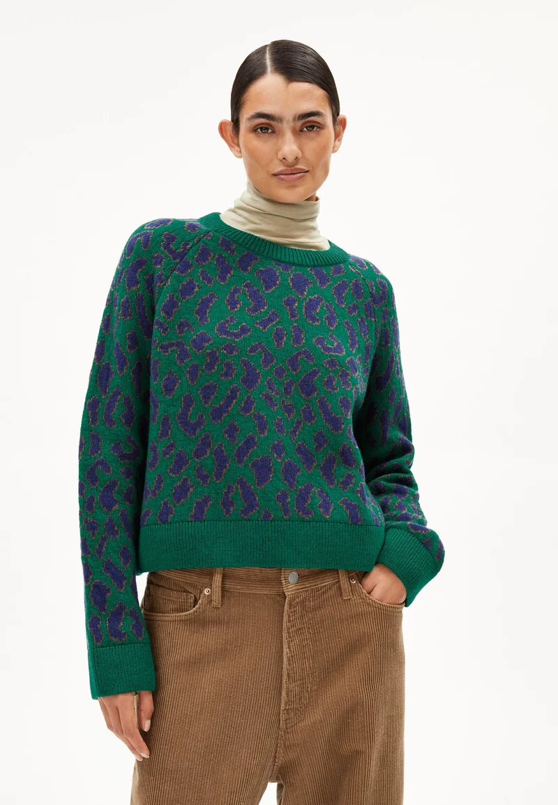 DILIRIAA LEOPAA STRICKPULLOVER | emerald green