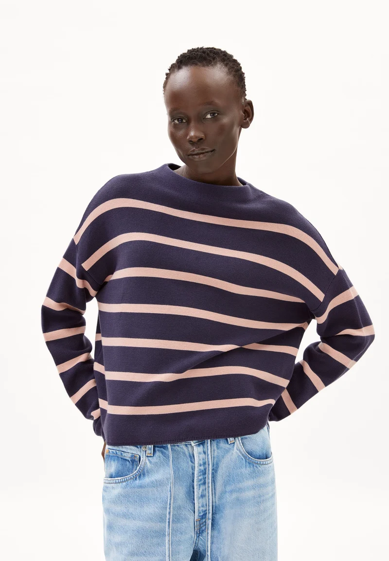 MERINAA STRIPES STRICKPULLOVER | moonlight gray-rosalilly