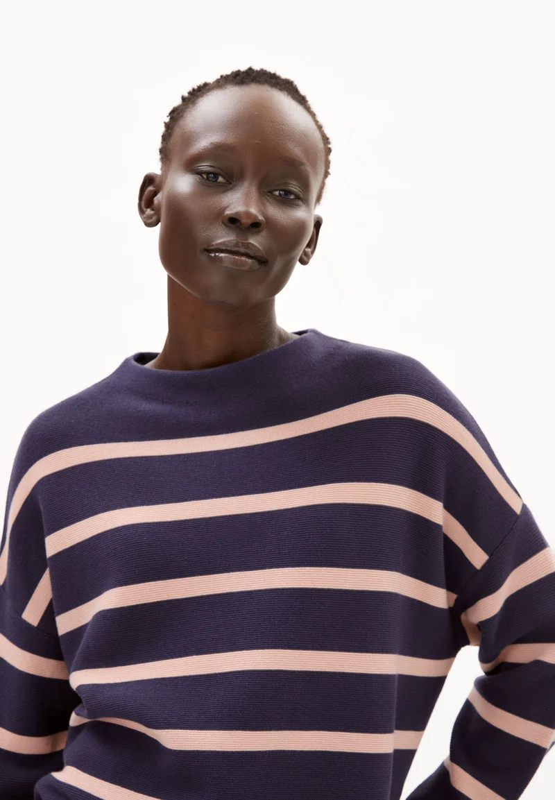 MERINAA STRIPES STRICKPULLOVER | moonlight gray-rosalilly